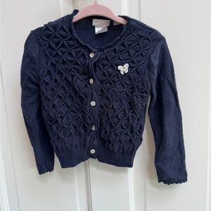 My First Chicco 2T Girls Blue Cable Knit Sweater Cardigan with Ribbed Trim